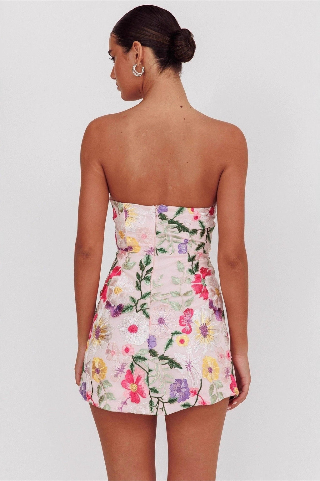 Bandeau Embroidered Floral Mini Dress image 3