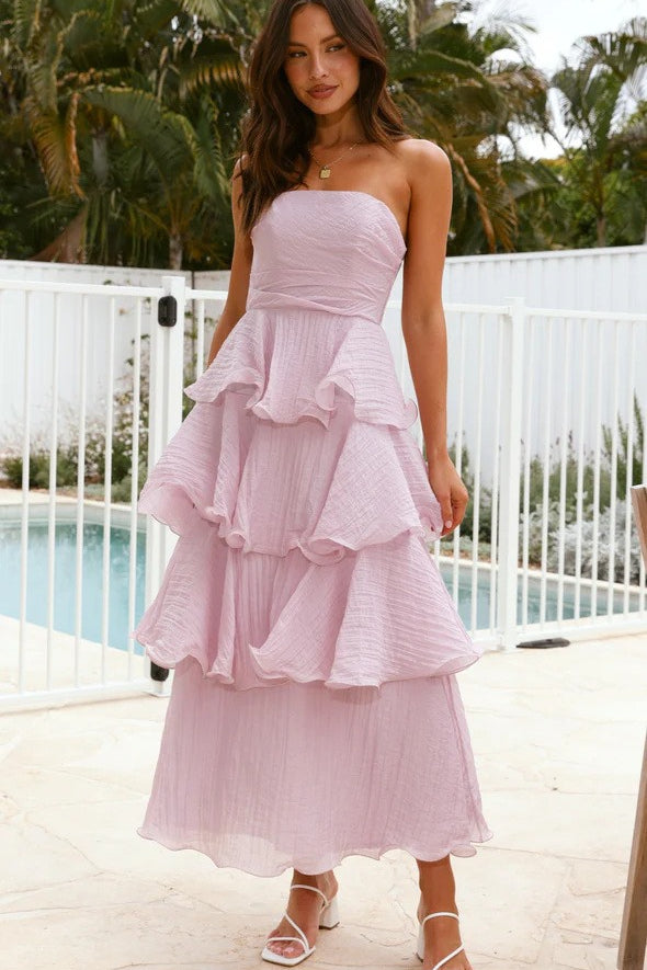Fashion Strapless Backless Ruffle Tiered Midi Dress image 16