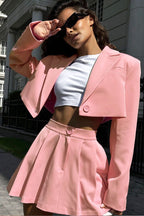 Mini Skirt with Lapel Blazer Two Piece Set image 13
