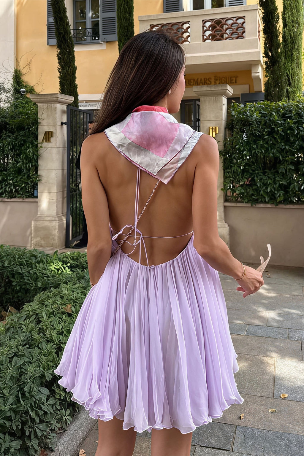 Sexy V-neck Lace-up Backless Spaghetti Strap A-line Mini Dress image 4