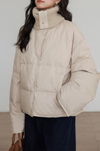 Knit Collar White Duck Down Puffer Jacket image 7