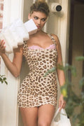 Leopard Print Lace Square Neck Mini Dress image 1