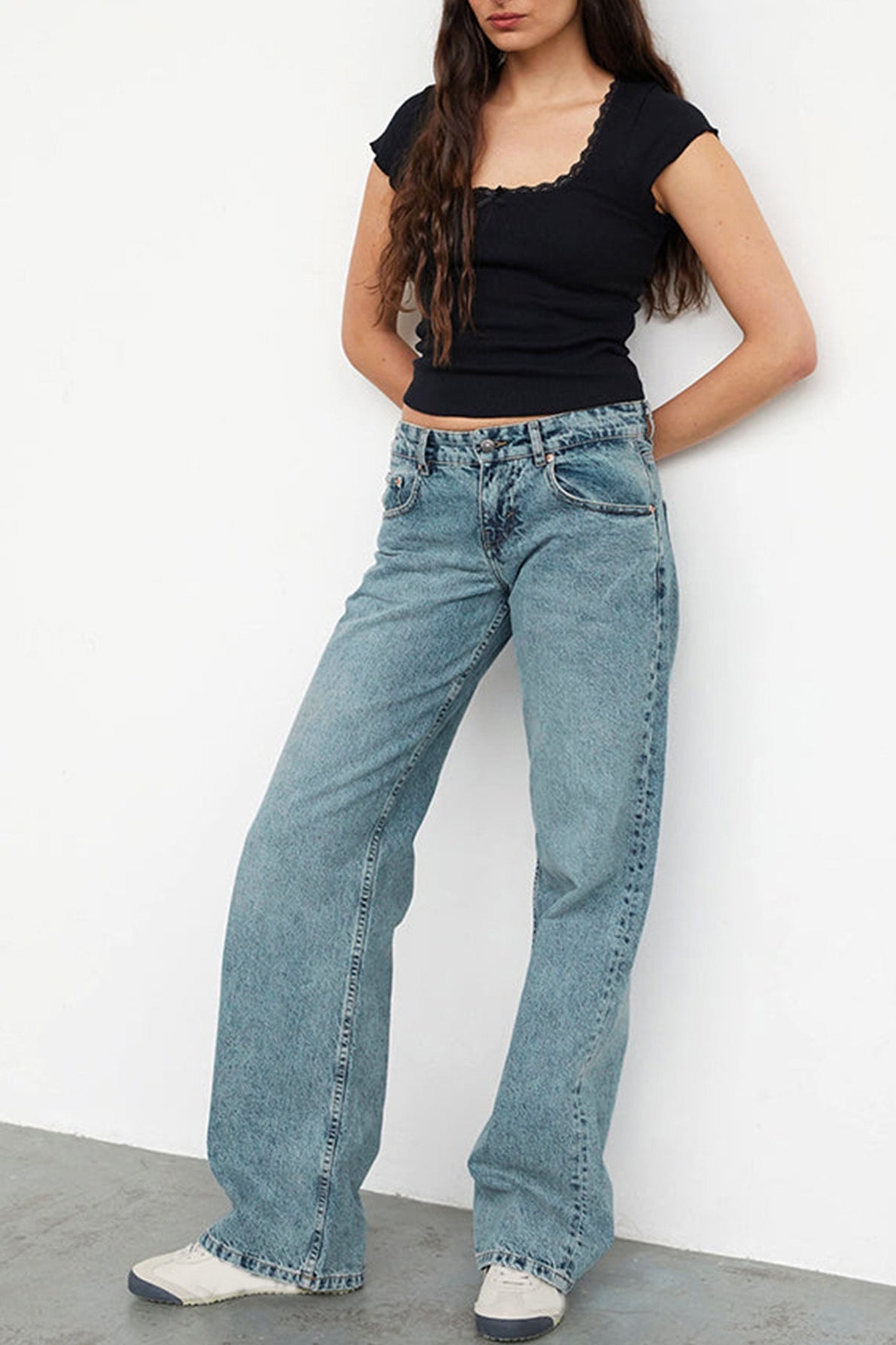 Solid Stretch Straight Leg Jeans image 10