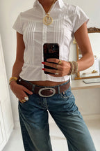 Unique Design Slim Fit Short Sleeve Blouse image 7