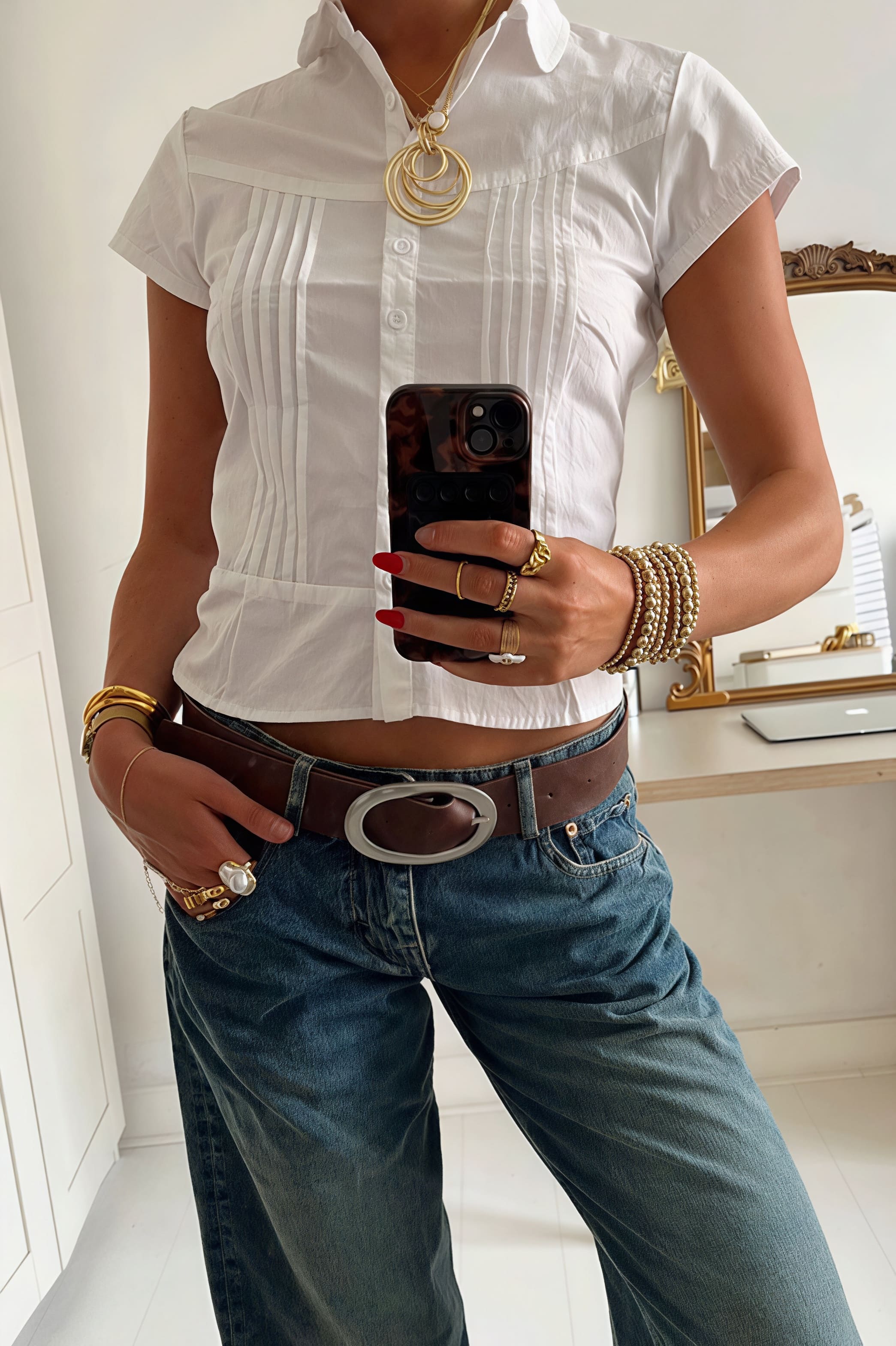 Unique Design Slim Fit Short Sleeve Blouse image 7