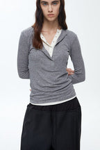 Button Detail Layered Long Sleeve Knit Top image 3