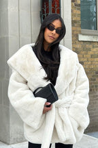 Faux Fur Belted Hooded Coat image 4
