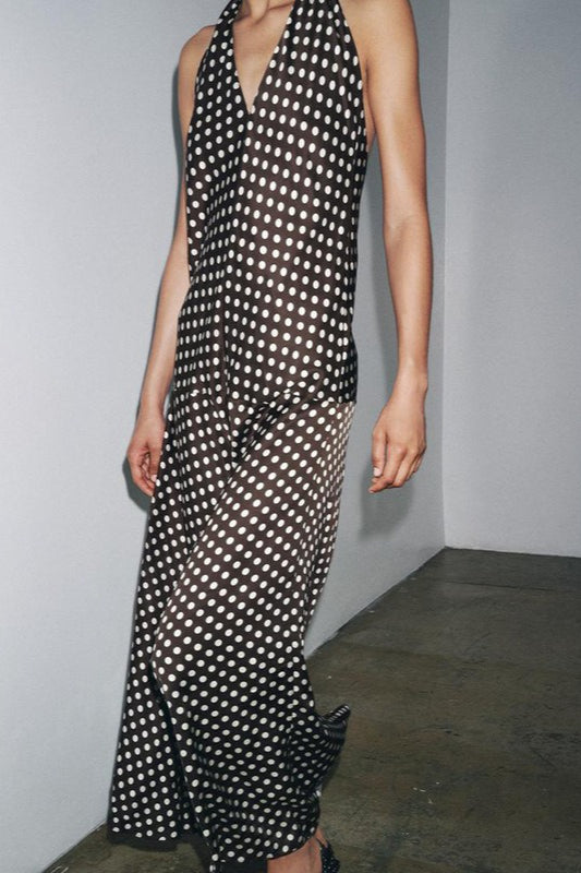 Polka Dot Halter Neck Maxi Dress image 3
