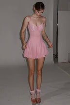 Sexy Solid V Neck Cami Backless Mini Dress image 6