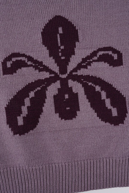 V Neck Floral Jacquard Sweater image 6