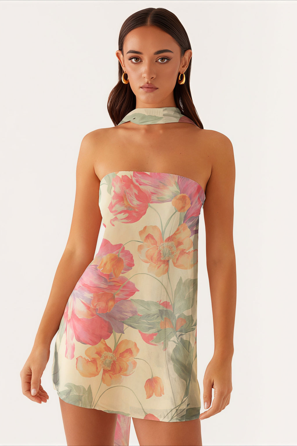 Sexy Strapless Chiffon Print Bodycon Club Mini Dress image 3