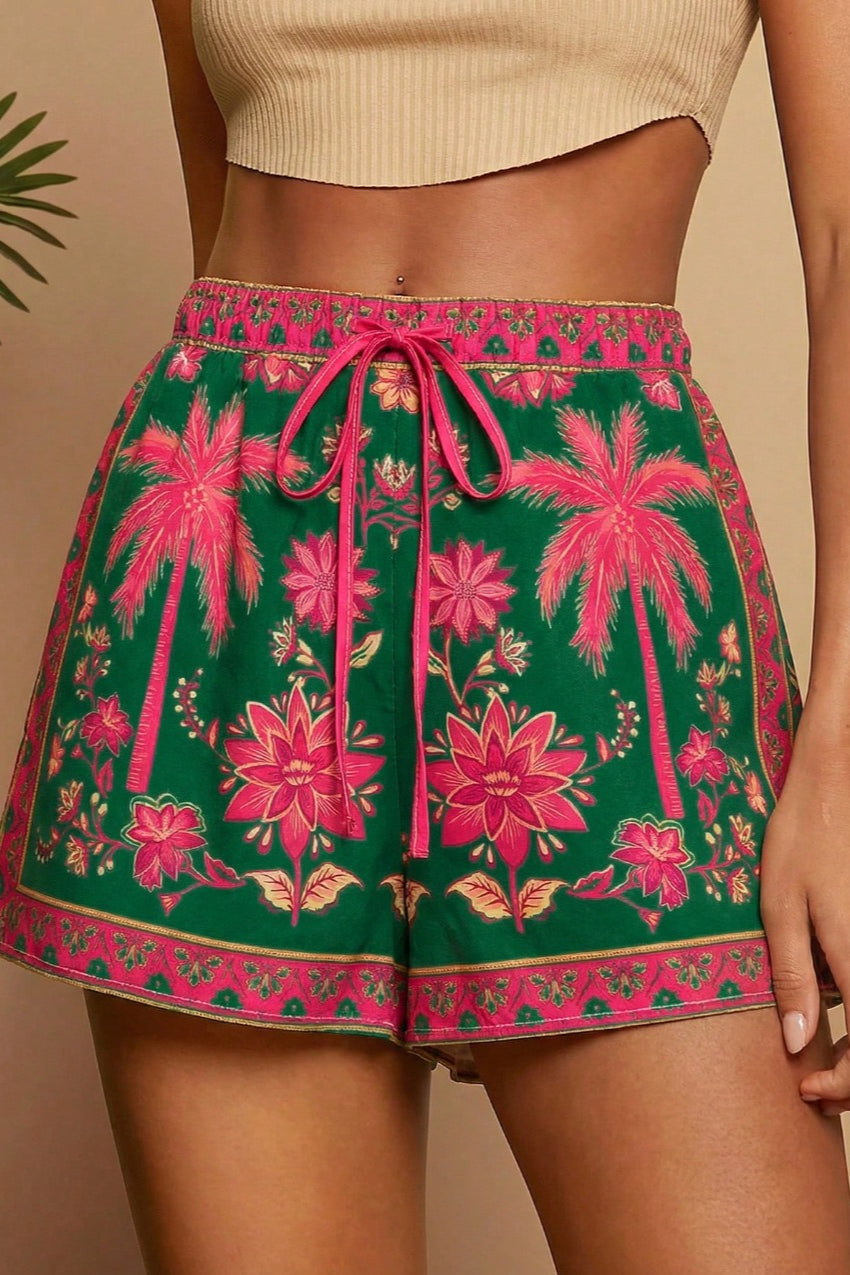 Tropical Print High Waist Vacation Shorts image 9