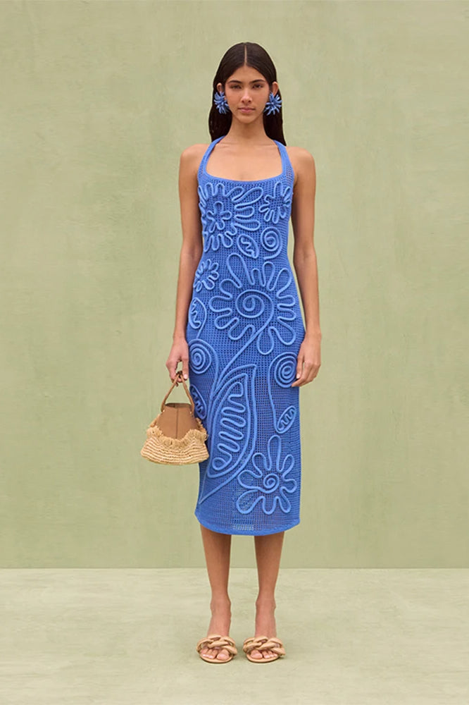 Elegant Knitted Sleeveless Floral Dress image 5