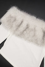 Fuzzy Long Sleeve Off Shoulder Asymmetric Long Sleeve Tee image 5