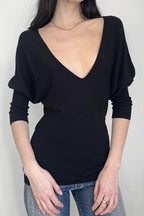 Black V Neck Slim Basic Blouse image 3