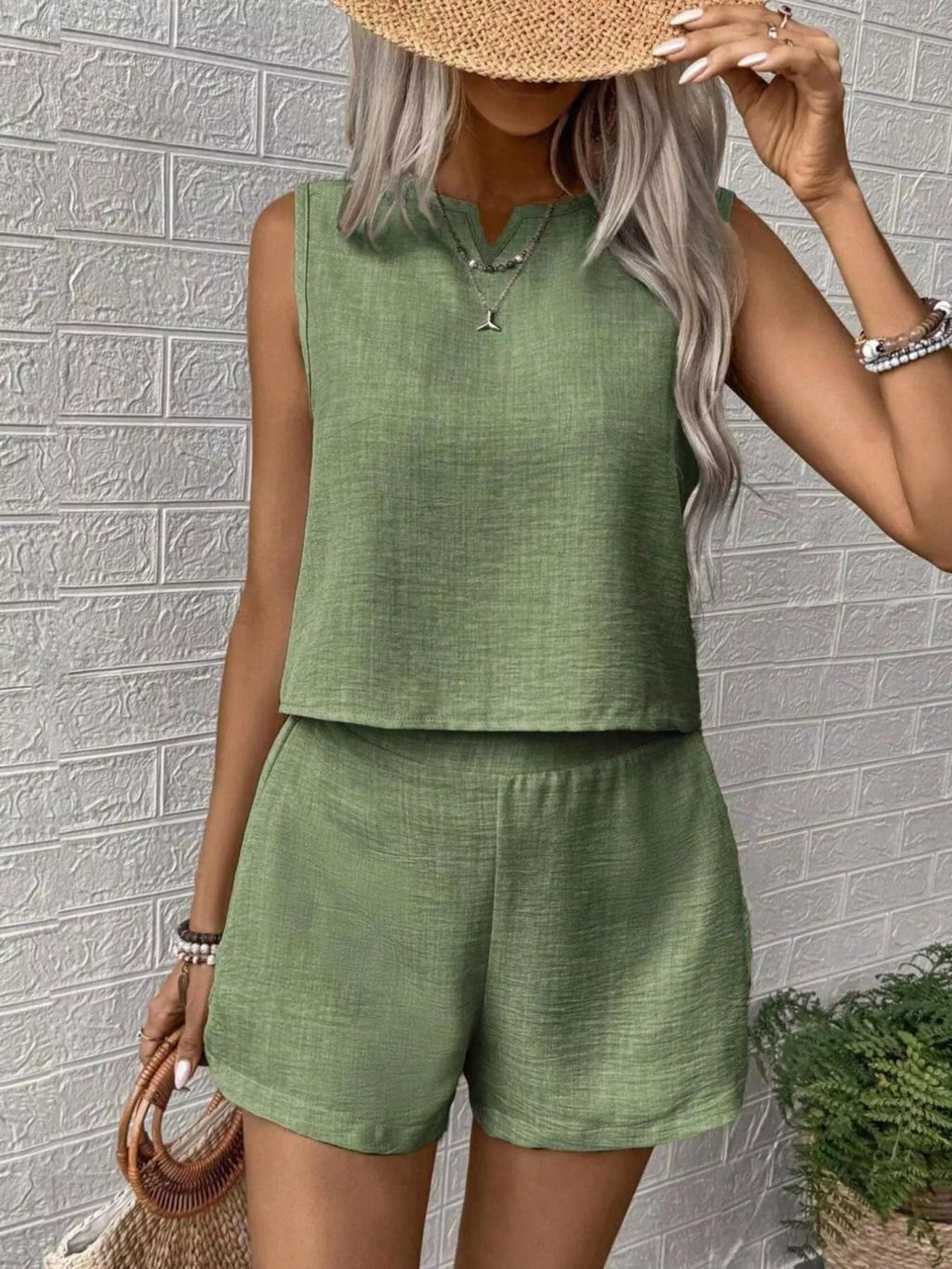 Dulcie Short Set detail view styled for Avrienne