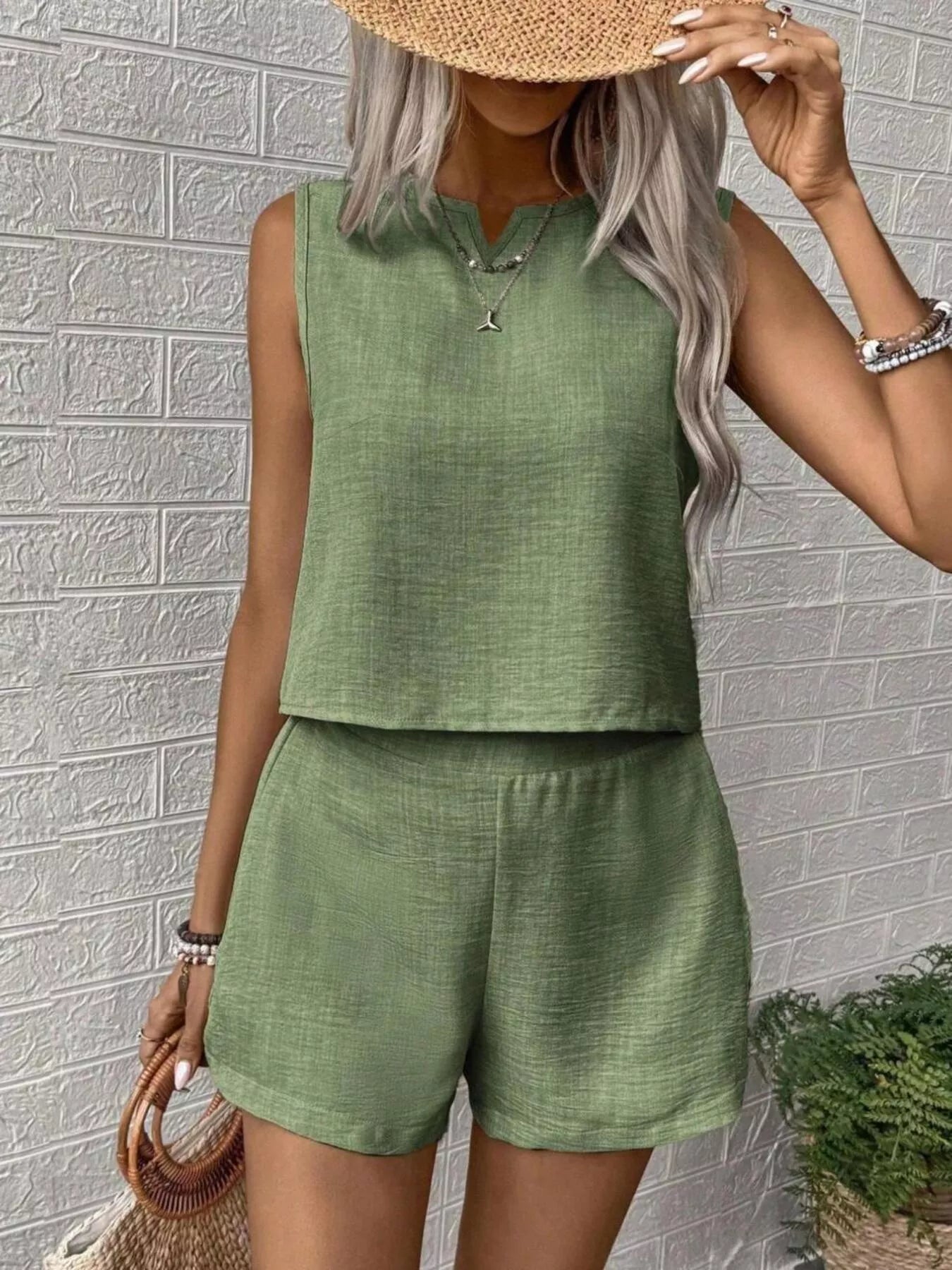 Dulcie Short Set detail view styled for Avrienne
