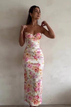 Floral Spaghetti Strap Backless Fitted Maxi Dress image 5