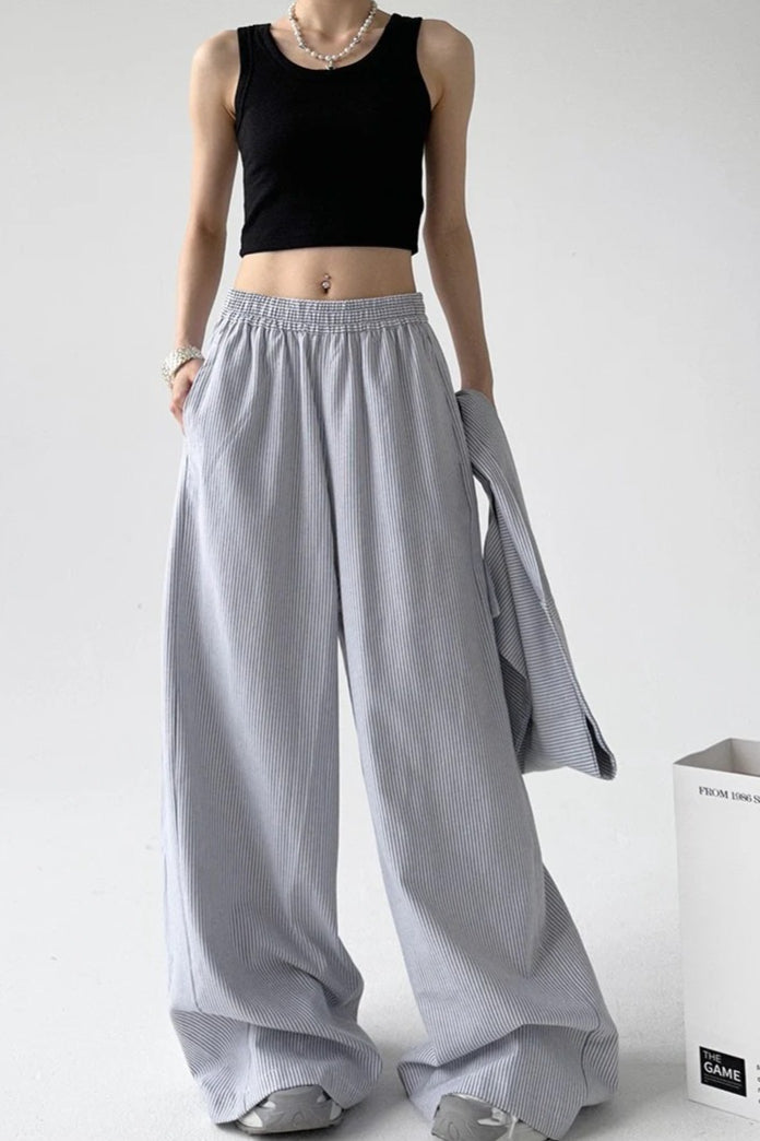 Striped Casual Tie Waist Wide Leg Pants image 7