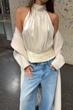 Metallic Halter Asymmetrical Tank Top image 4