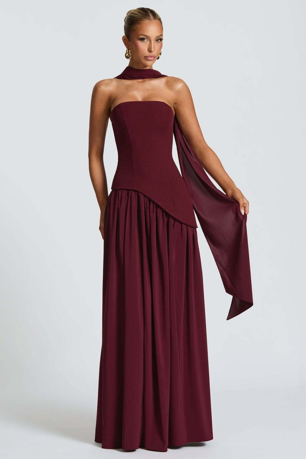 Solid Bustier High Slit Formal Dress image 18