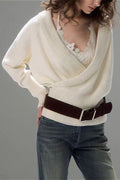 Minimalist Wrap Front Knit Blouse image 1