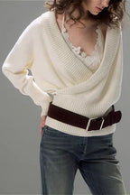 Minimalist Wrap Front Knit Blouse image 1