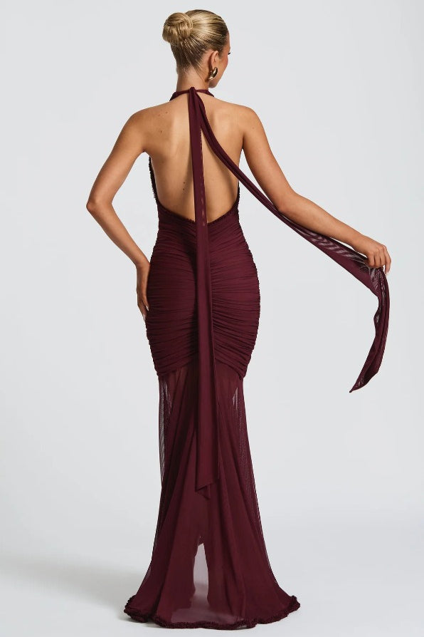 Sexy Deep V Halter Mermaid Party Dress image 5