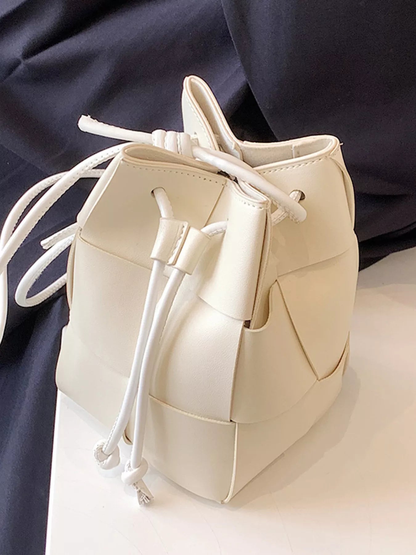 Carmen Bucket Bag detail view styled for Avrienne
