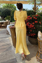 Solid Casual V-Neck Ruffle Short Sleeve Skirt Set image 4