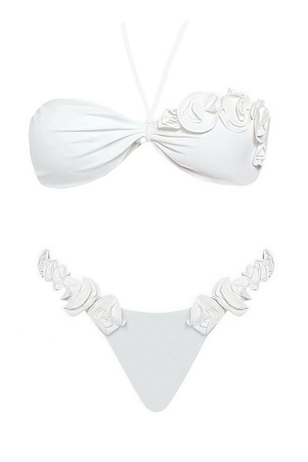 Sexy Solid 3D Flower Elastic High Waist Bikini Sets image 4