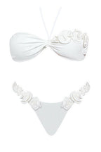 Sexy Solid 3D Flower Elastic High Waist Bikini Sets image 4