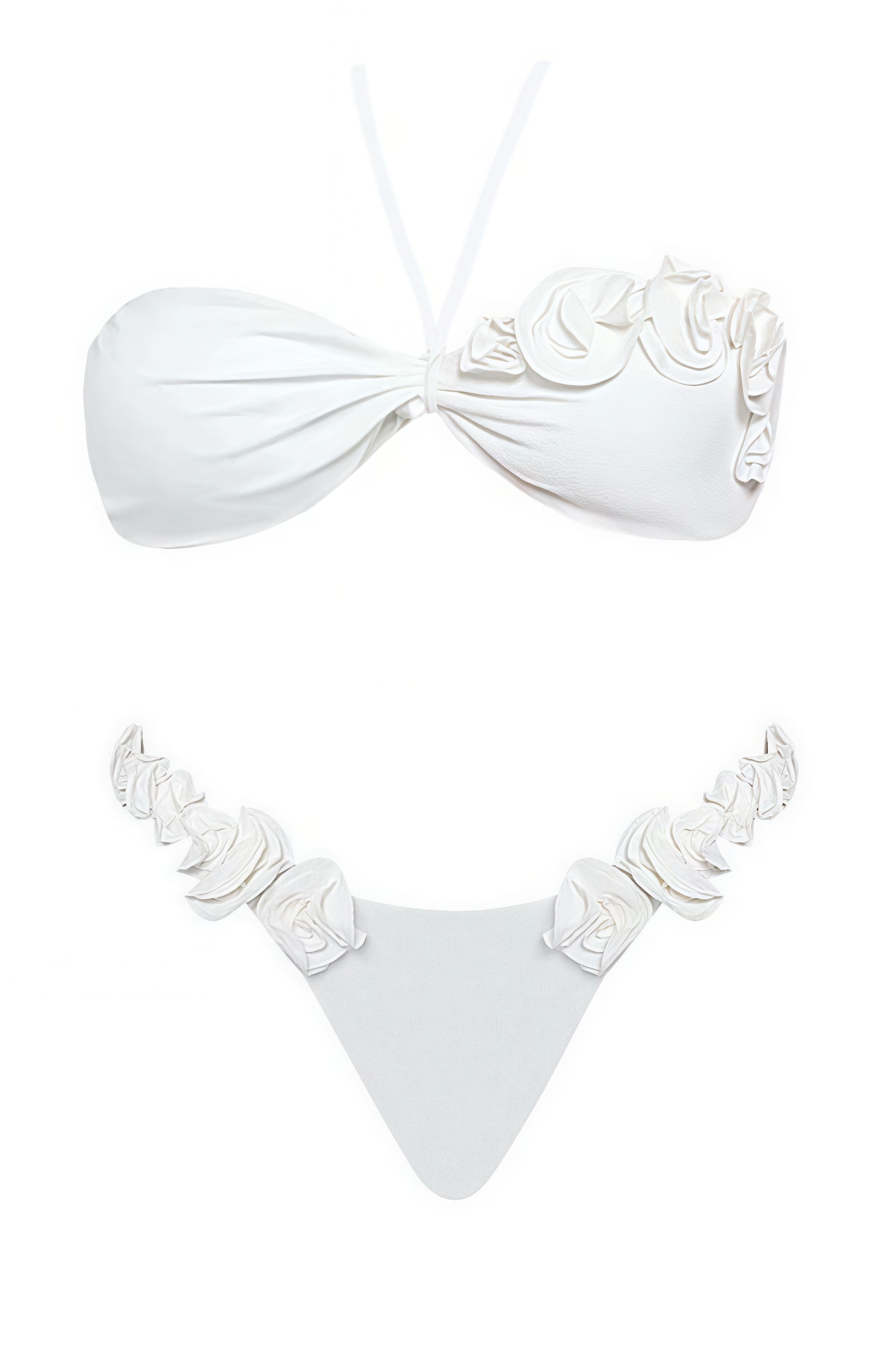 Sexy Solid 3D Flower Elastic High Waist Bikini Sets image 4