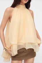 Loose Chiffon Ruffle Flowy Halter Top image 3