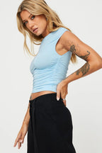Asym Neck Ruched Slim Blouse image 3