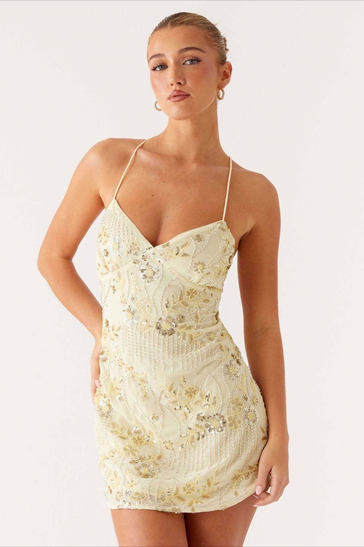 Colorful Beaded Back Tie Cocktail Dress image 23