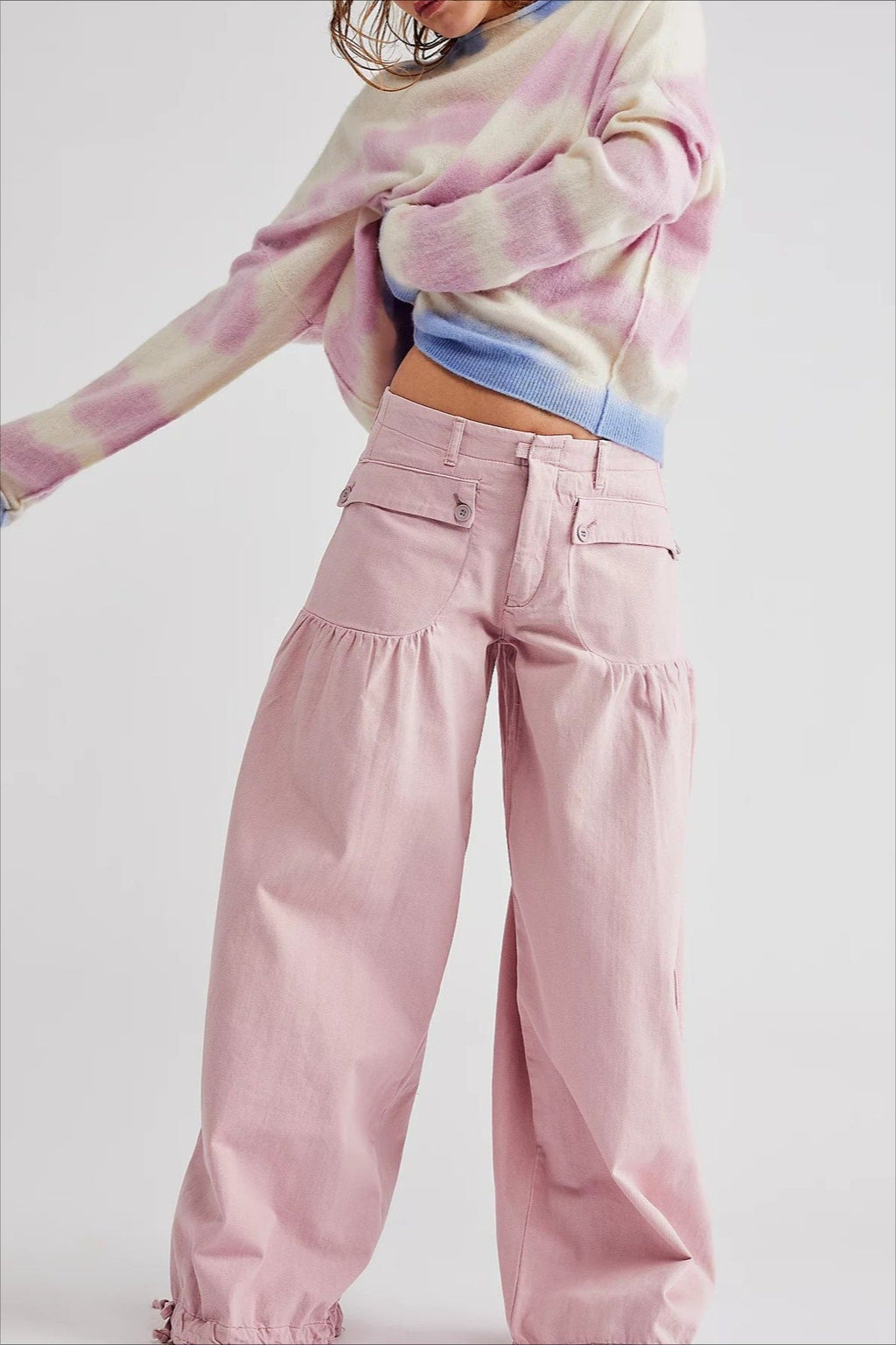 Ruched Mid Rise Wide Leg Jeans image 16