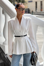 V Neck Waist Detail Blazer image 1