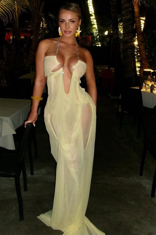 Irregular Sheer Tulle Patchwork Metal Decorative Prom Dress image 10