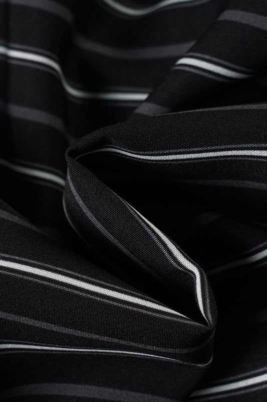 Woven Striped Collared Tie Waist Long Sleeve Blouse image 4