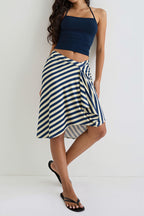 Elegant Striped Irregular Midi Skirt image 5