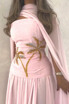 Elegant Chiffon Cape Beaded Maxi Dress image 6