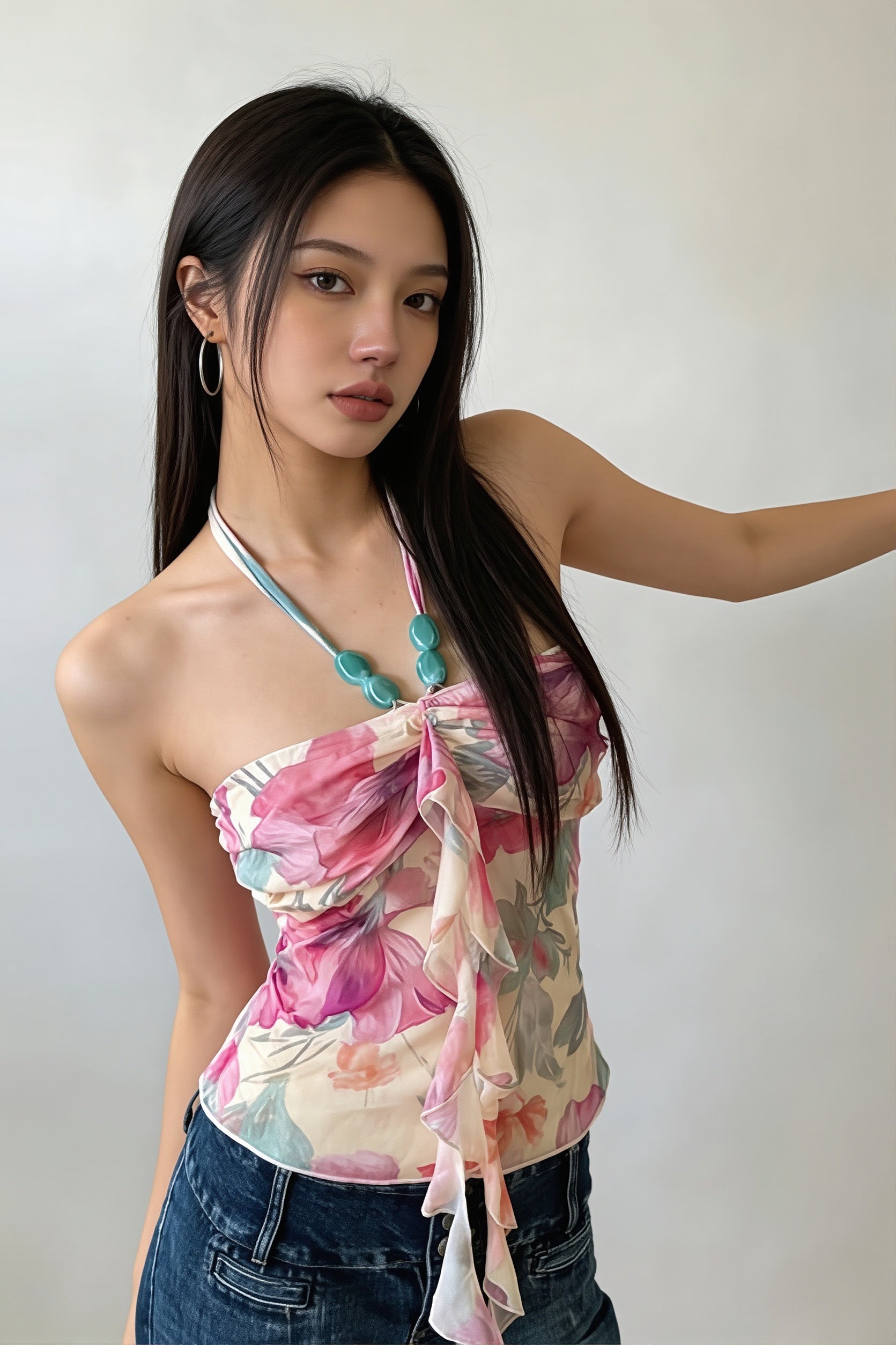 Chic Printed Halter Backless Bodycon Elegant Halter Top image 3