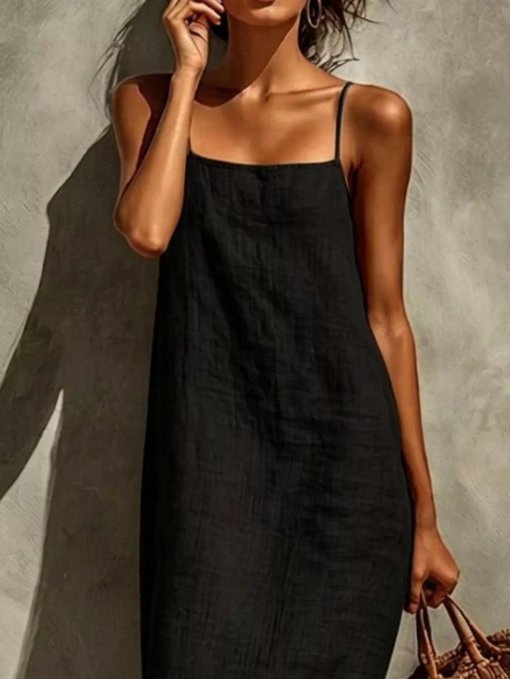 Noelle Maxi Dress detail view styled for Avrienne