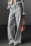 Light Blue Floral High Waist Wide Leg Jeans image 1