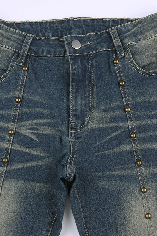 Rivet Stitch Low Rise Flared Jeans image 9