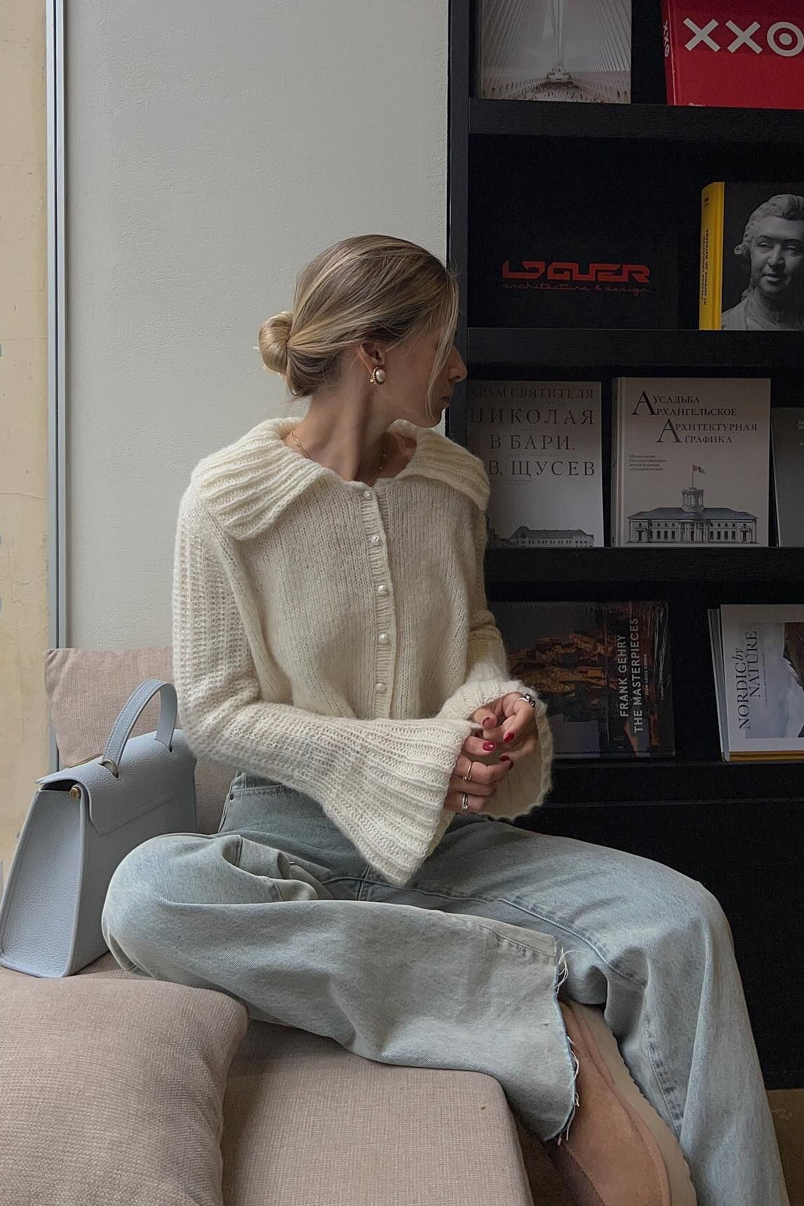 Ruffled Collar Flare Sleeve Knit Sweater image 2