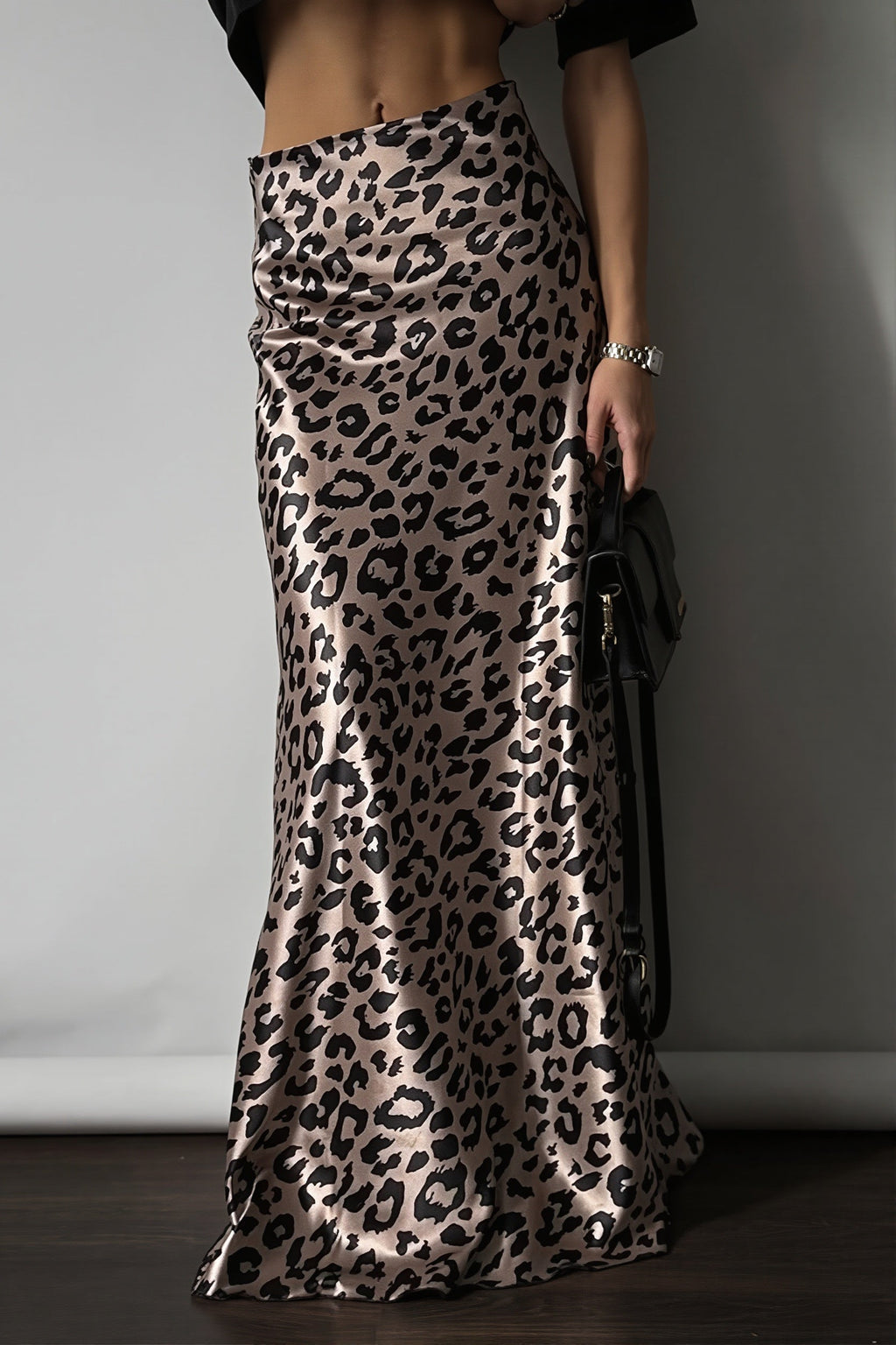Satin Leopard Mermaid Maxi Skirt image 1