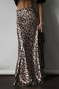 Satin Leopard Mermaid Maxi Skirt image 1