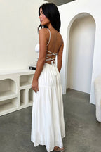Backless Cami A-Line Dress with Waist Tie Party Dress image 6